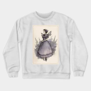 Lavender Fairy Amidst the Flowers Vintage Style Watercolor Crewneck Sweatshirt